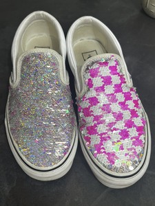 white sequin vans