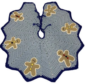 Falda de árbol de Navidad hecha a mano de ganchillo pan de jengibre para hombre azul talla pequeña - mediana - Imagen 1 de 7