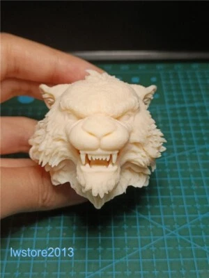 Cabeza de animal de tigre rugiente 1:12 esculpida tallada para figura de acción masculina de 6" juguetes corporales Foto 1 de 4