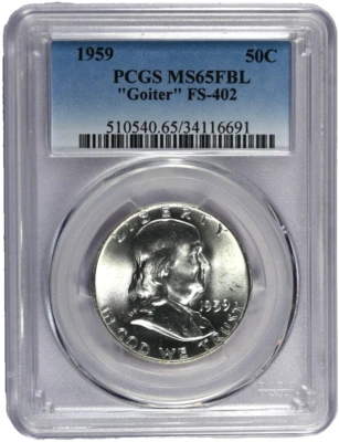 1959 PCGS MS65FBL Goiter FS-402 Franklin Half-Only 3 Graded Higher - Image 1 of 3