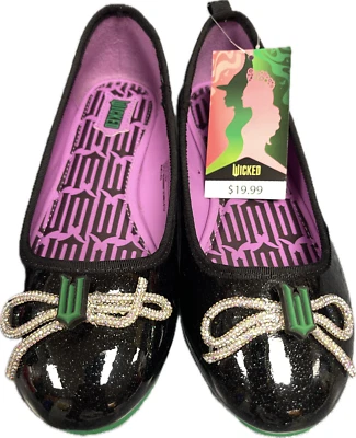 Zapatos de ballet Wicked Movie planos adornados charol negro talla 3 nuevos con etiquetas Foto 1 de 4