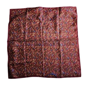 Talbots Silk Scarf 100% Square  21" x 21" Burgundy Floral 001 Necktie Dust Cover - Picture 1 of 6