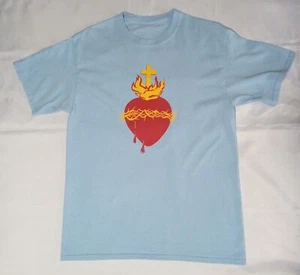 Vintage blaues T-Shirt M ~ JESUS to St. Faustina "Tell schmerzing mankind.." GLAUBE - Bild 1 von 4