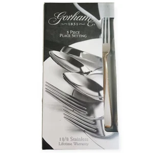New Gorham Golden Ribbon Edge Stainless 5-Piece Place Setting in Box - Picture 1 of 5