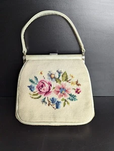 Vintage FLORAL TAPESTRY Purse Handbag Carpet Bag 1950’s JR Miami Unikat - Bild 1 von 9