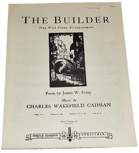 Vintage Noten The Builder, Charles Wakefield Cadman, Med in Bb 1923 - Bild 1 von 1