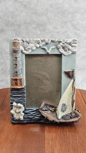 Leuchtturm Bilderrahmen 3,5x5" Segelboot Maritim Küste Strand Haus Wolkenblau - Bild 1 von 6