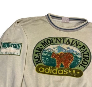 Vintage 1980er Adidas Bear Mountain Patrol besticktes Sweatshirt weißes Etikett XL - Bild 1 von 7