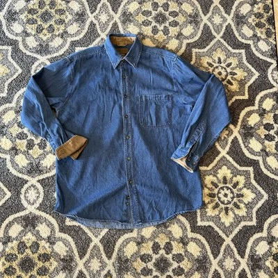  Camisa Denim Glory Desteñida Para Hombre M 38/40 Cuello Azul Abotonada Años 90 De Colección  Foto 1 de 4