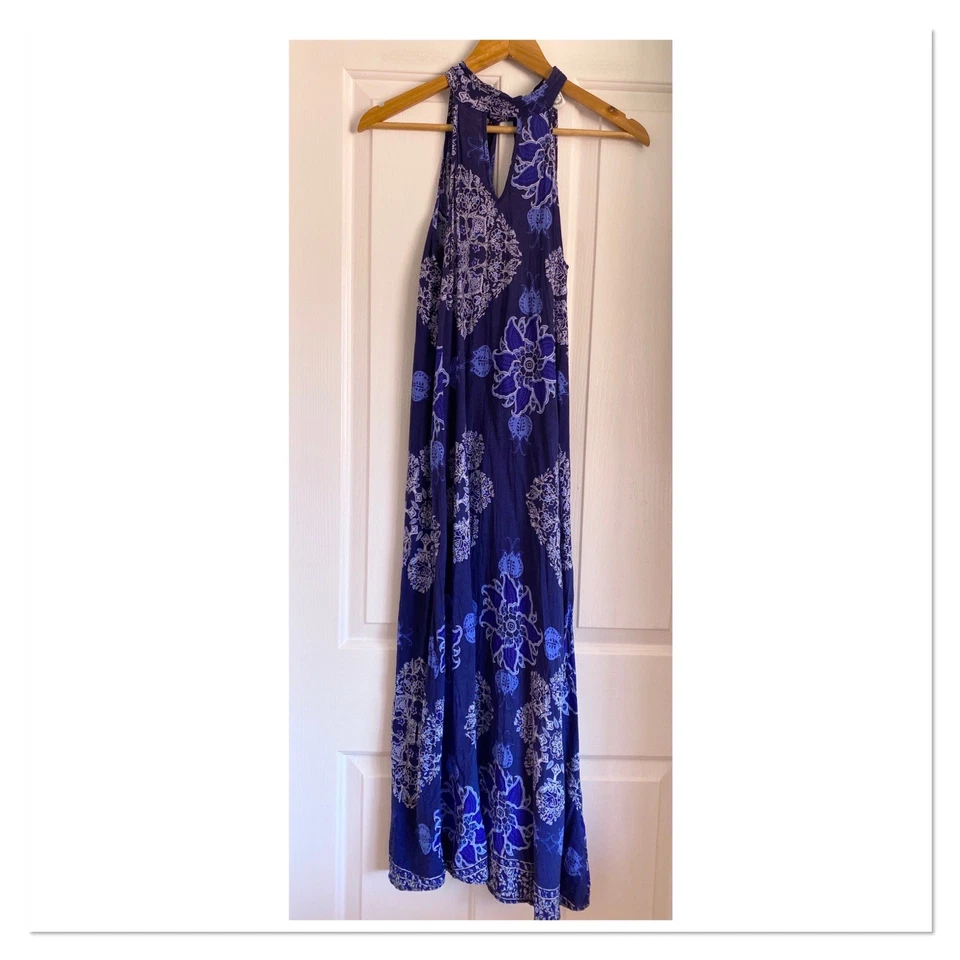 Silver Wishes Blue Boho Maxi Dress 12 - image 1 of 3