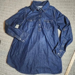 Camisa Liz Lange Maternidad Denim Cuello Abotonada Talla Mediana Moderna Embarazo - Imagen 1 de 11