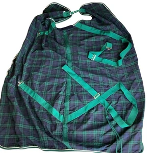 Dover Riders TURNOUT BLANKET Sheet Green W/blue Trim 78”Waterproof Stable Rug - Picture 1 of 8