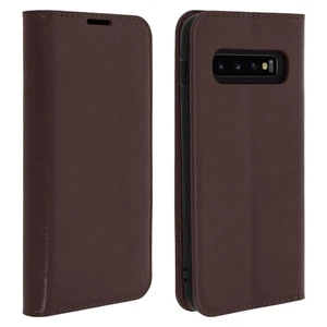 Étui pour Samsung Galaxy S10 Plus Housse Folio Cuir Support Vidéo marron - Photo 1 sur 6