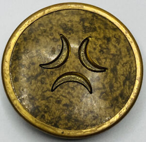 Antique Vintage Large Celluloid & Metal Button With Crescent Moons 1- 1/4”