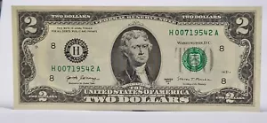 $2 Birthday Note Two Dollar Bill H00719542A UNC July 2 / February 7 1954 - Picture 1 of 1