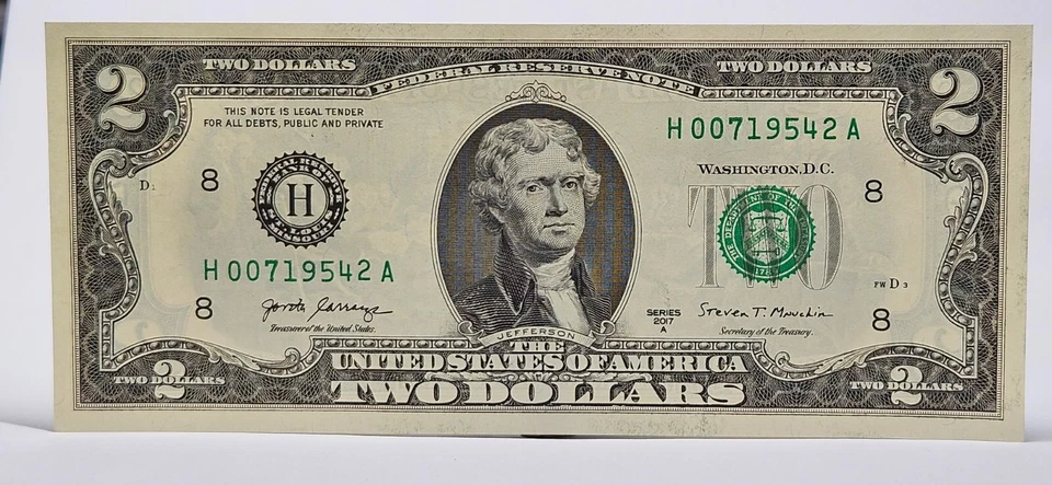 $2 Birthday Note Two Dollar Bill H00719542A UNC July 2 / February 7 1954 - Image 1 of 1