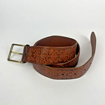 Ремень кожаный American Eagle AEO коричневый с тиснением размер средний - классический стиль - Изображение 1 из 4