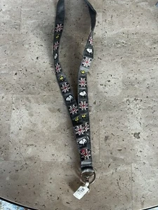Vera Bradley Ski Slope Snoopy Peanuts Wide Embroidered Grey Lanyard NEW - Picture 1 of 2