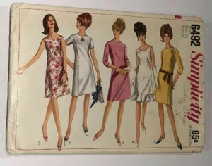 Simplicity 6492 Prinzessin genähtes A-Linien-Kleid Vintage Schnittmuster 34 Größe 14 gebraucht, in einwandfreiem Zustand - Bild 1 von 9