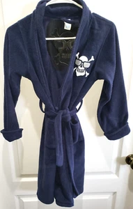 boys DARK BLUE BATH ROBE SKULL SIZE 10/12 LARGE CHILDRENS PLACE belt 2 pc SOFT! - Picture 1 of 2