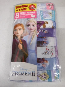 GIRLS SIZE 4 DISNEY FROZEN II 8 PAIRS OF PANTIES 100% COTTON NEW #22434 - Picture 1 of 2