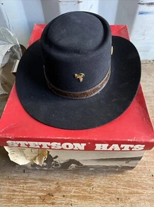 Vintage Stetson 3X Beaver Revenger schwarze Mütze Größe 7 mit OVP - Bild 1 von 16