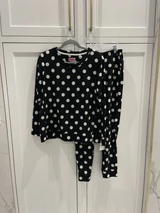 NWT Kate Spade BLACK/WHITE POLKA DOT Knit Jogger Pajama/Lounge Set Large NEW PJs - Bild 1 von 9