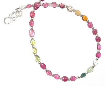 Multi Tormalina Gemma 2-5 MM Ovale Mani Perline 6 " Collana MKO-564 - Immagine 1 di 4