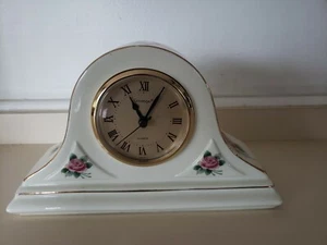  Godinger Porcelain Mantle Clock Floral VINTAGE 10” x 6” Quartz WORKS GREAT - Picture 1 of 9