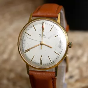 Original POLJOT SUPER SLIM Rare Dial Design Vintage Gold Plated Mechanical Watch - Picture 1 of 15