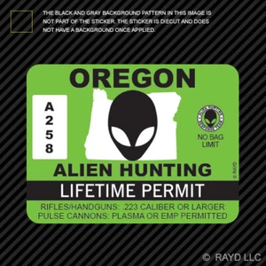 Oregon Alien Hunting Permit Sticker Decal Self Adhesive Vinyl UFO OR - Picture 1 of 1