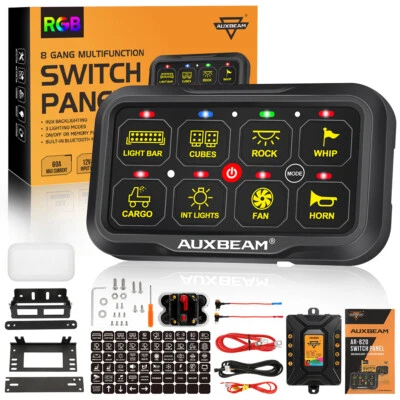 Painel interruptor AUXBEAM AR-820 RGB 8 gangues e luz de controle APP alternância momentânea pulsada - Imagem 1 de 4