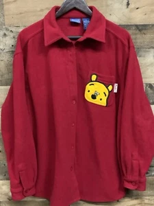 Vintage Disney Button Up Shirt Women's XL Red Winnie The Pooh Embroidered Fleece - Picture 1 of 14