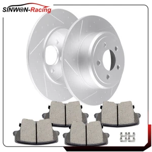 Discos de freno traseros ranura de rotor pastillas de cerámica para Dodge Challenger 2009-2017 kit - Imagen 1 de 12