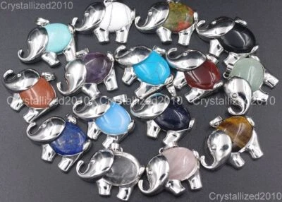 Collana in pelle con catena di perline curative Reiki con ciondolo elefante... - Immagine 1 di 4