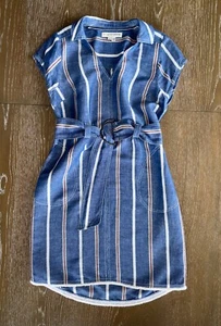 $ 140 NEU Pilcro Anthropologie blau Oxford Streifen Gürtel Etuikleid SOMMER! 2 - Bild 1 von 19