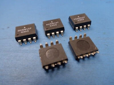 (5) AGILENT HCNW137#300 LOGIC OUT DC IN 1 CHANNEL OPTOCOUPLER 8 PIN WIDEBODY SMT - Image 1 of 2