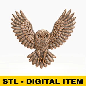 Stylized Owl Relief STL File 3D Model for CNC Router Wood Carve Laser 3D Printer - Picture 1 of 7