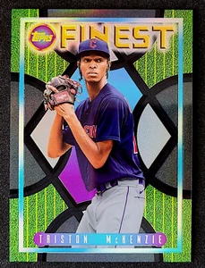 2022 Topps Finest Flashbacks Triston McKenzie Black Refractor /25 #96 Guardians - Picture 1 of 2