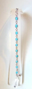 DAMEN ARMBAND - TÜRKIS BLAU SKI - 925 SILBER - WEISSE ZIRKONIA - Bild 1 von 5
