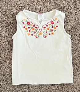 Gymboree FIESTA DEL SOL  Vintage EUC 4 Ivory flower embroidered top - Picture 1 of 1