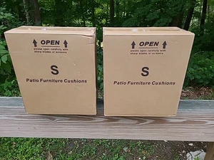 Beige 18.5 x 16 Set of 8 Chair Cushions For Outdoor Patio Furniture Great Deal - Picture 1 of 15