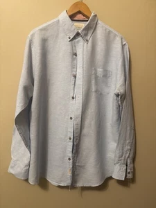 WEATHERPROOF VINTAGE Button Up Shirt Mens Large Blue Linen Cotton Comfort - Picture 1 of 5