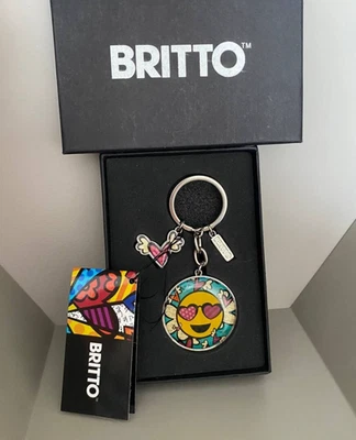 Romero Britto Designer Keychain Pop Art Colorful Smiling Sun with Gift Box New - Изображение 1 из 4