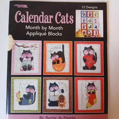 Календарь кошки 12 t месяц аппликация лоскутное одеяло блоки Barbie Jo Paquin досуг искусства - Изображение 1 из 4