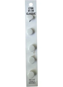 Buttons White 7/16" Shank Round Flat Shiny 5-Pk Vintage Blumenthal Lansing C708 - Picture 1 of 6