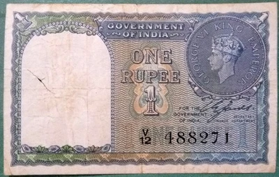 BILLETE INDIA 1 RUPIA DE 1940, P25a, GEORGE VI, Foto 1 de 2