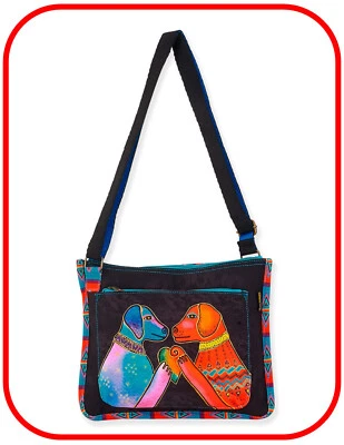 Laurel Burch #LB8592 "Heartfelt Dogs" Canvas 11"x9.5" Crossbody Shoulder Bag - Image 1 of 2