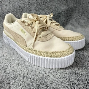 Puma Carina Espadrille SD Canvas Platform Shoes 388388-01 TanWhite Womens 8.5 - Picture 1 of 13