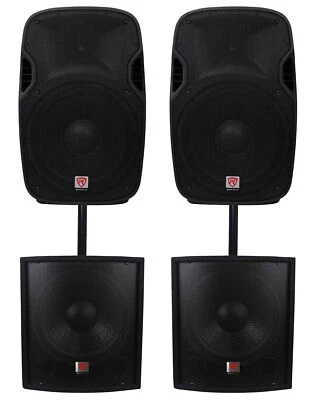 (2) Rockville SPGN158 15" 8-Ohm 1600 Watt DJ PA Speakers+Passive Subwoofers Subs - Image 1 of 4